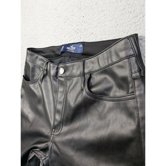 Hollister Faux Leather Pants 11S w30 (Meas 30x28) High Rise Flare Black - Picture 13 of 14